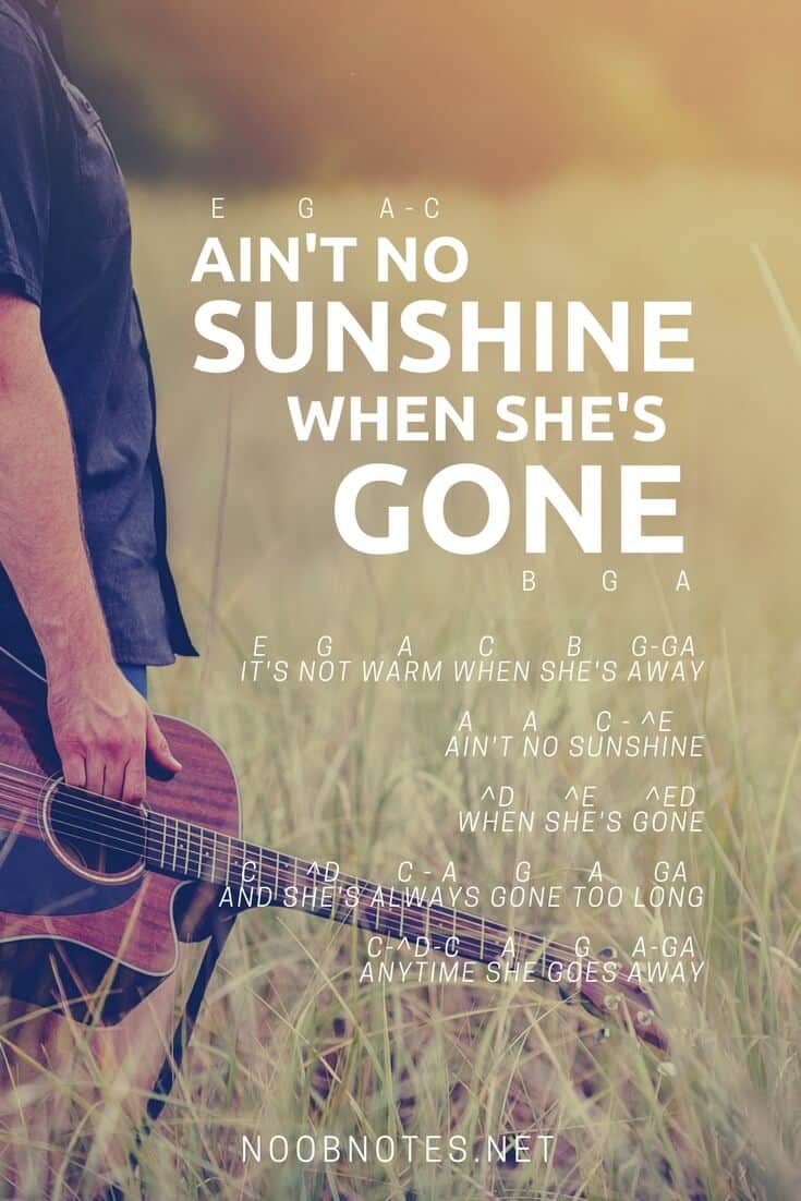 Ain T No Sunshine Chords Aint No Sunshine Bill Withers Letter Notes For Beginners Music