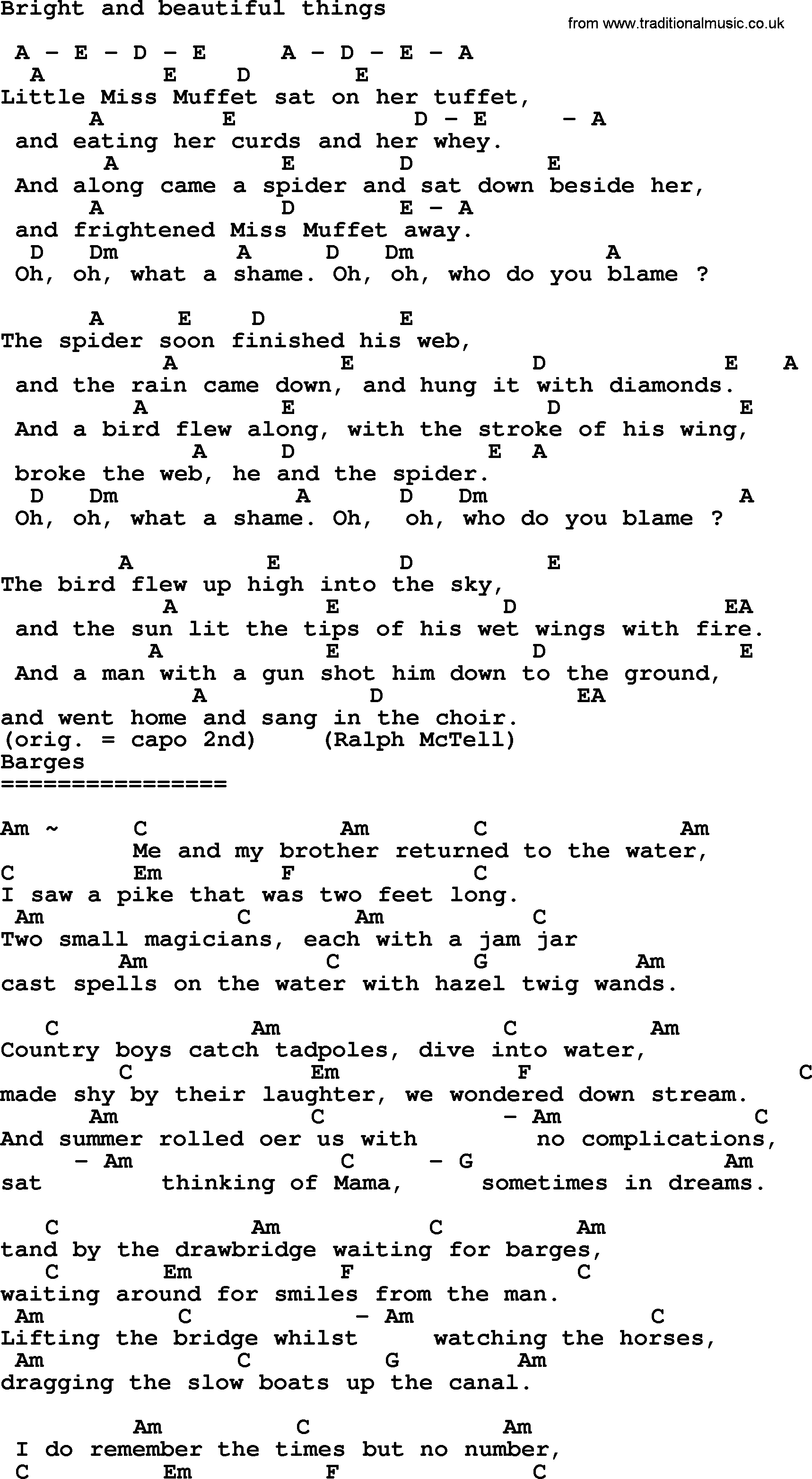 Beautiful Things Chords Bright And Beautiful Things Ralph Mctell Lyrics And Chords