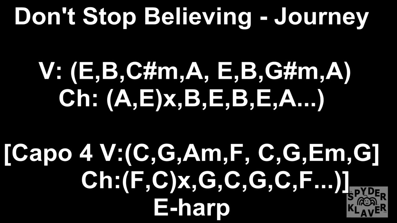 Don T Stop Believing Chords Dont Stop Believing Journey Lyrics Chords