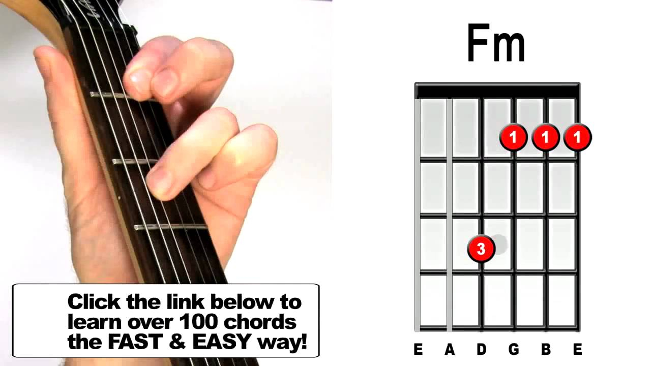 F M Guitar Chord How To Play Fm Guitar Chord Beginners Acoustic Electric Lesson