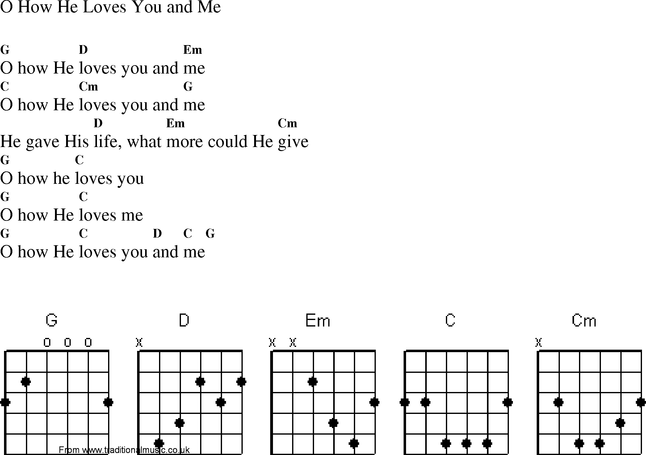 How He Loves Chords Christian Gospel Worship Song Lyrics With Chords O How He Loves