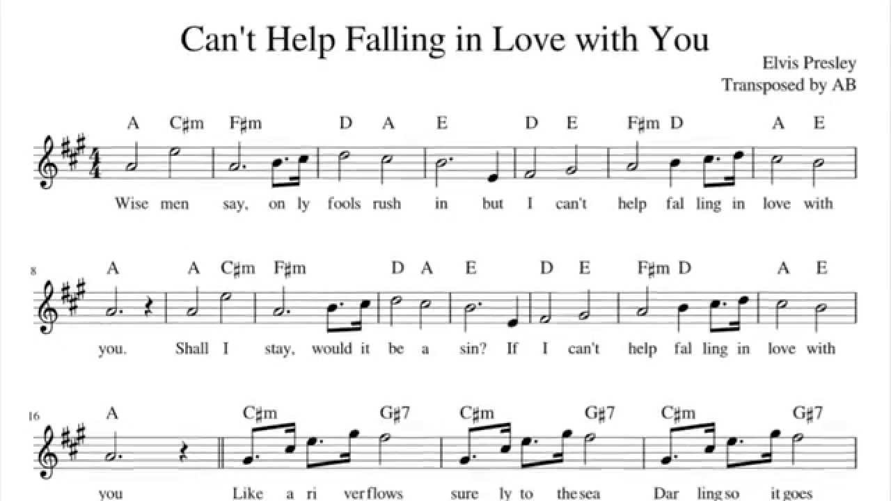 I Can T Help Falling In Love With You Chords Cant Help Falling In Love Elvis Presley Sax Cover Sheet Music Pdf W Lyrics Chords