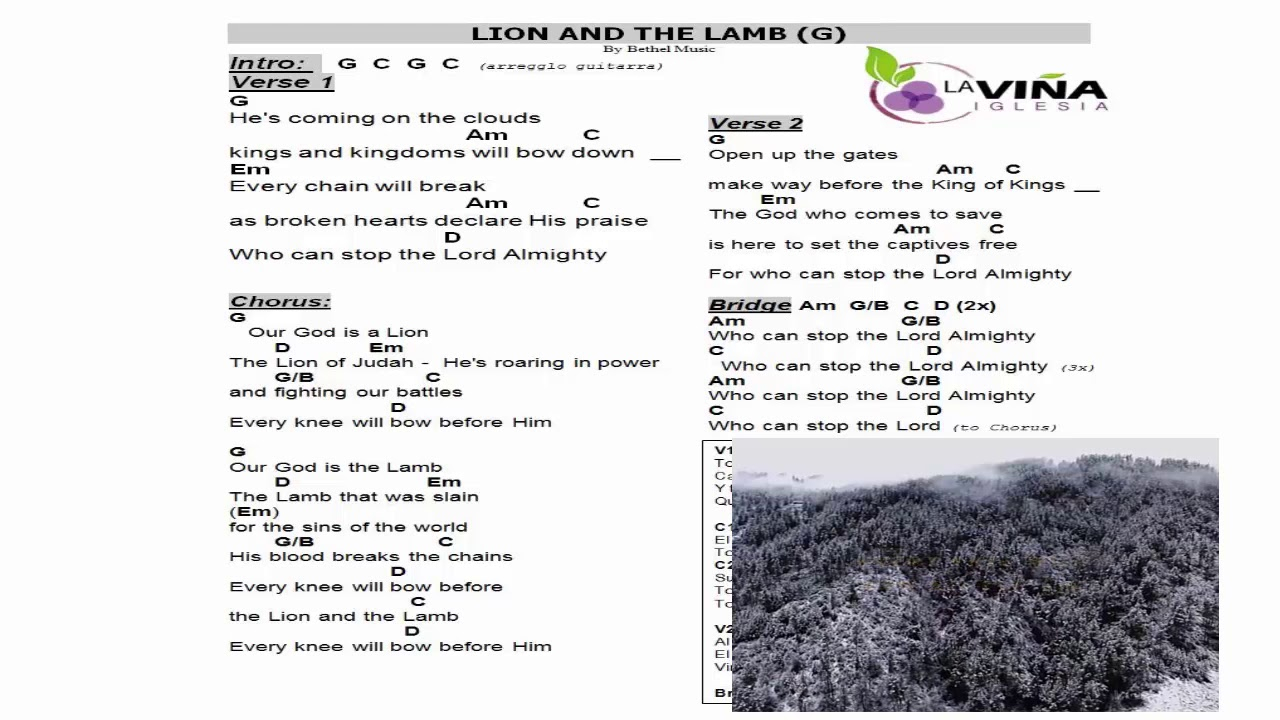 Lion And The Lamb Chords Lion And Lamb Lyrics And Chords Key Of G 2 Steps Down