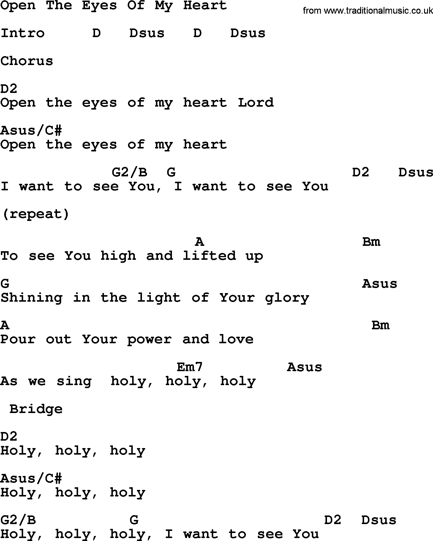 Open The Eyes Of My Heart Chords Ascension Hymn Open The Eyes Of My Heart Lyrics Chords And Pdf