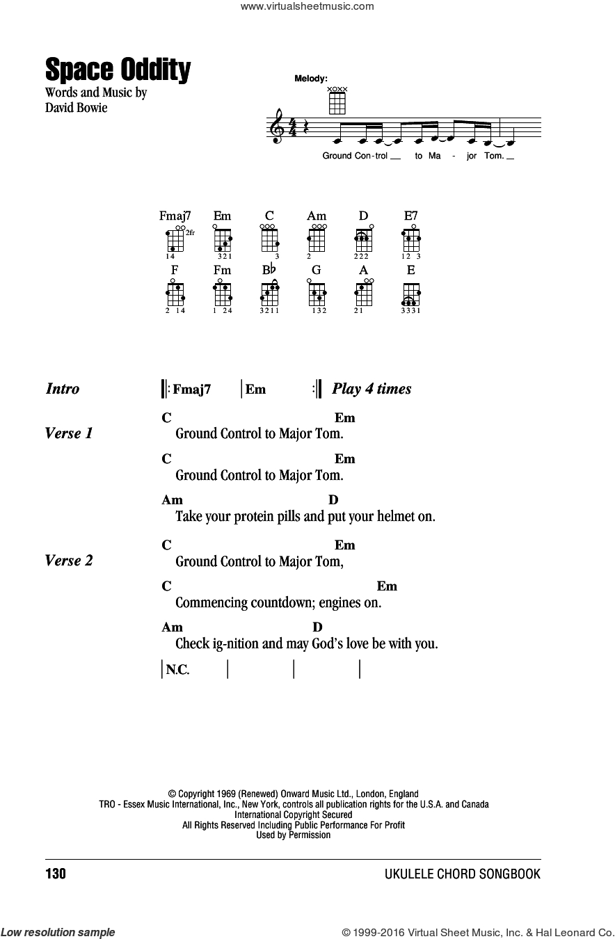 Space Oddity Chords Bowie Space Oddity Sheet Music For Ukulele Chords Pdf