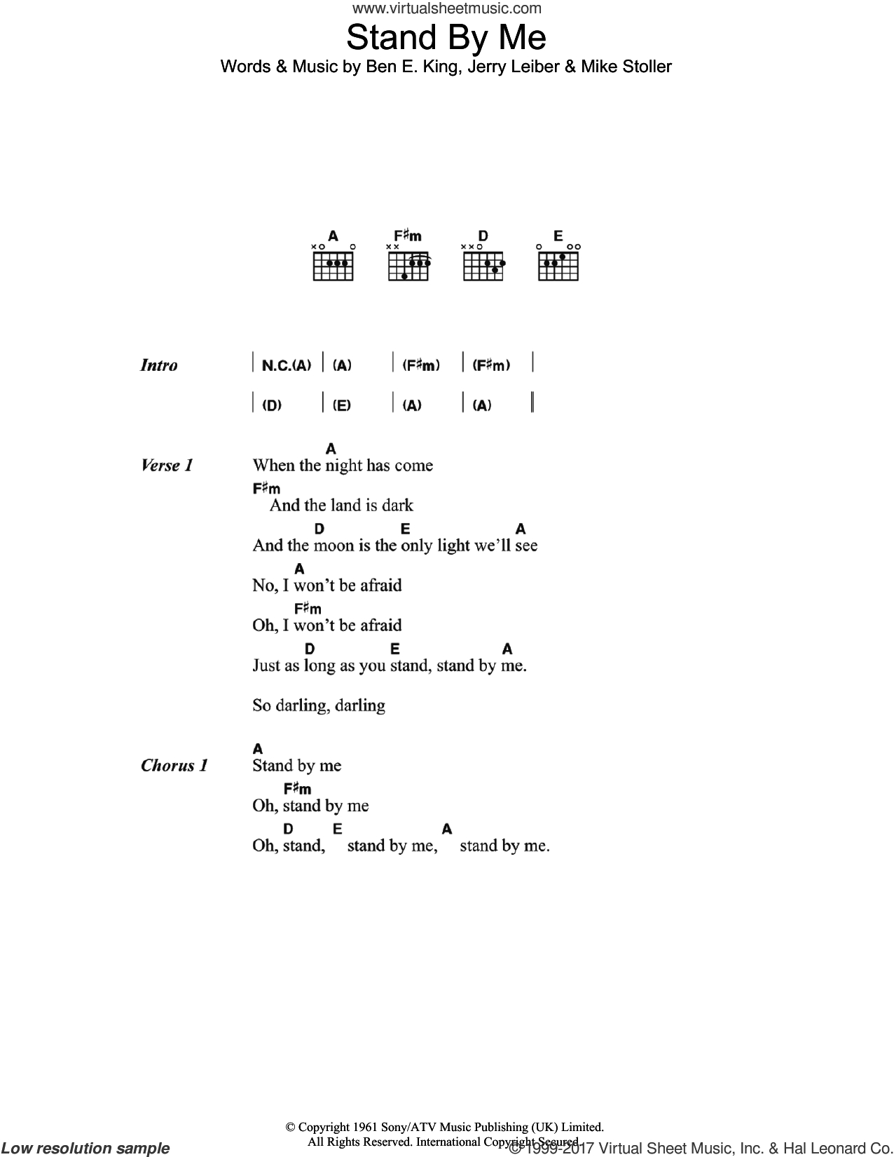 Stand By Me Chords King Stand Me Sheet Music For Guitar Chords Pdf