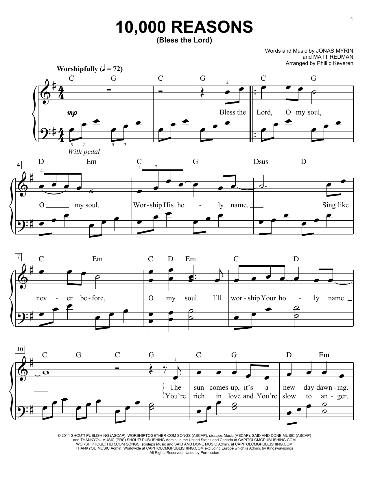10000 Reasons Chords Matt Redman 10000 Reasons Bless The Lord Arr Phillip Keveren Sheet Music Notes Chords Download Printable Piano Duet Sku 250313