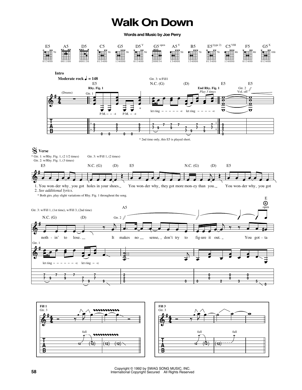 21 Guns Chords Walk On Down Aerosmith Guitar Tab Guitar Instructor