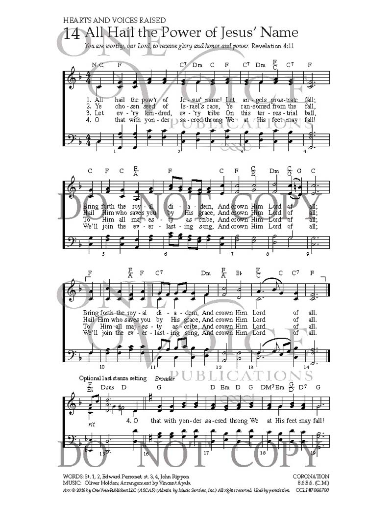 All Guitar Chords All Hail The Power Of Jesus Name Sheet Music With Guitar Chords