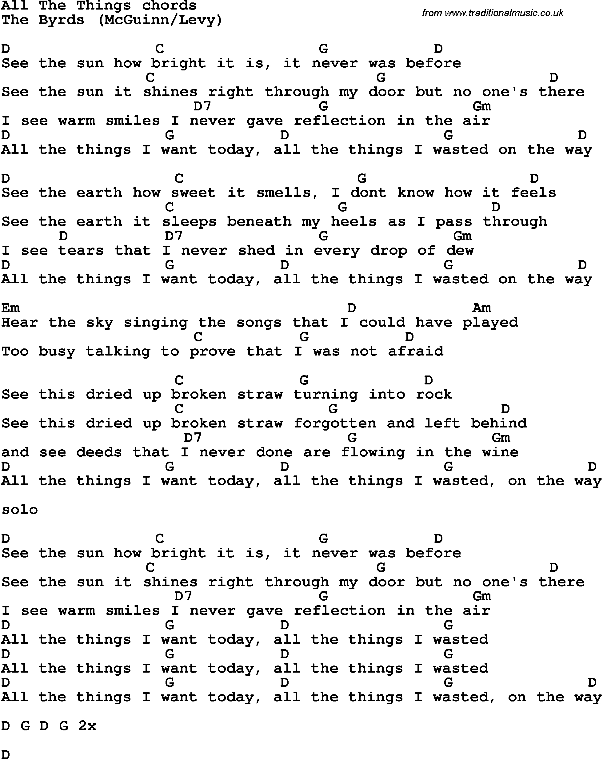 All Guitar Chords Song Lyrics With Guitar Chords For All The Things The Rds