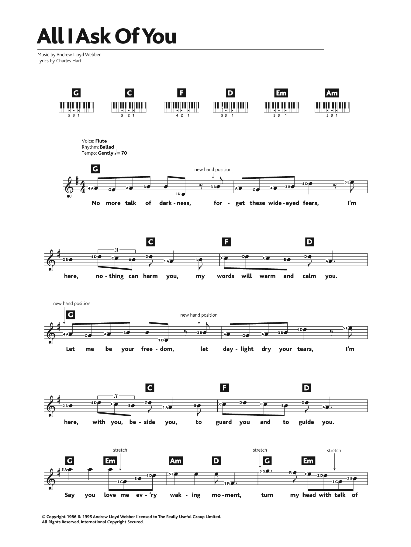 All I Ask Chords All I Ask Of You From The Phantom Of The Opera Sheet Music