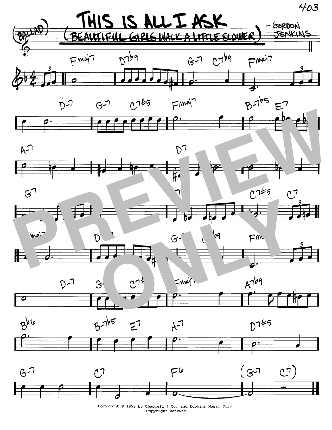 All I Ask Chords This Is All I Ask Beautiful Girls Walk A Little Slower Gordon Jenkins Real Book Melody Chords C Instruments Digital Sheet Music
