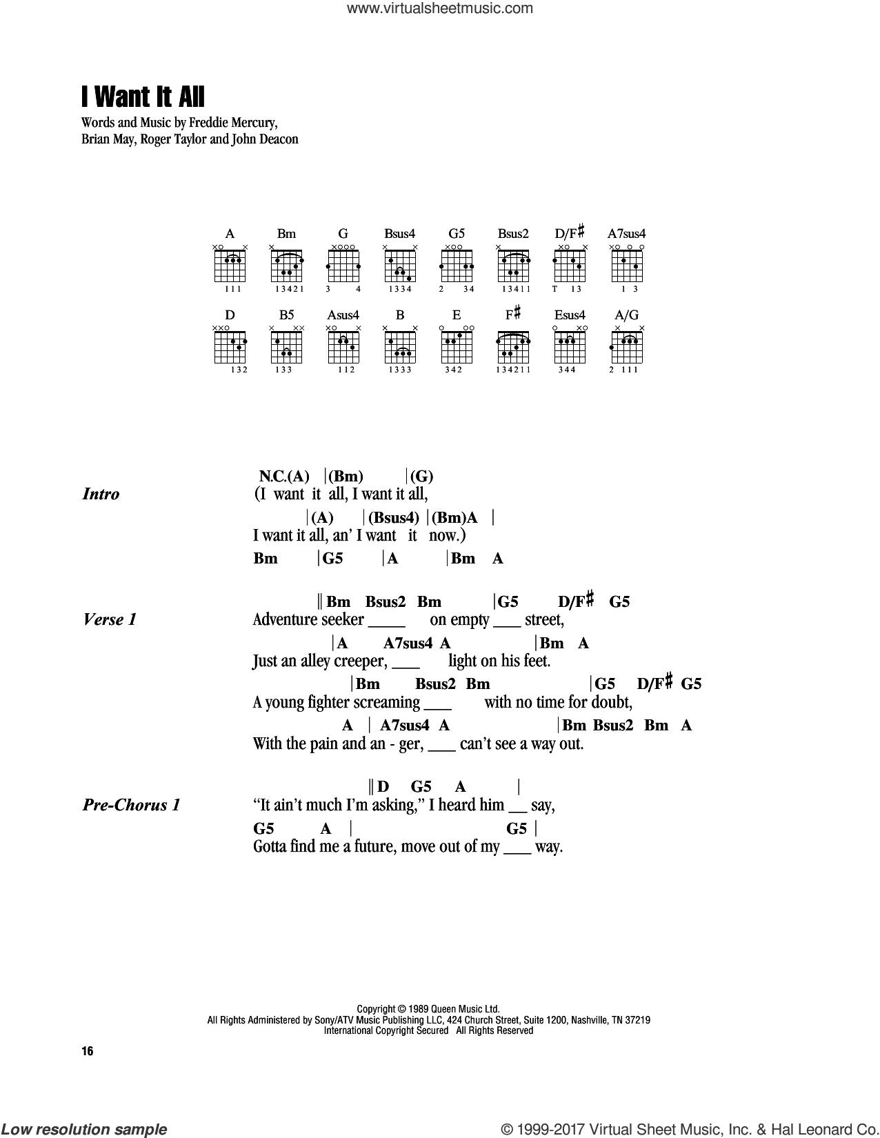 All I Want Chords Queen I Want It All Sheet Music For Guitar Chords Pdf
