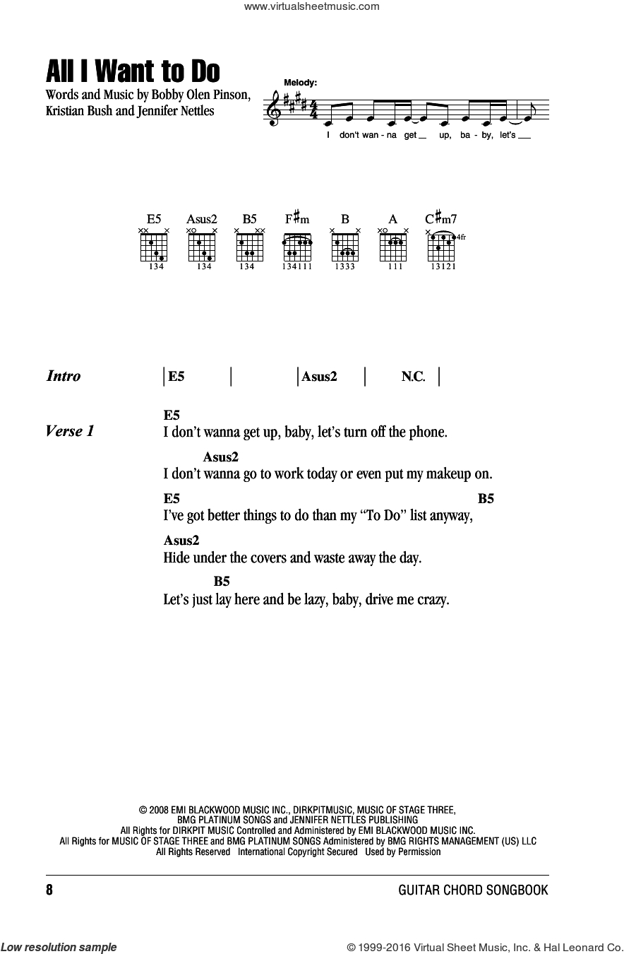 All I Want Chords Sugarland All I Want To Do Sheet Music For Guitar Chords