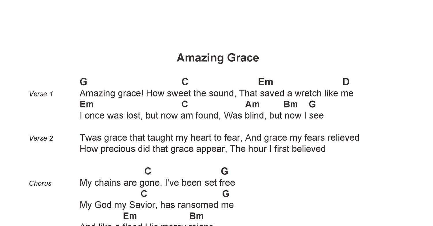 Amazing Grace Chords Amazing Grace Chord Chart Space City Hymnspdf Docdroid