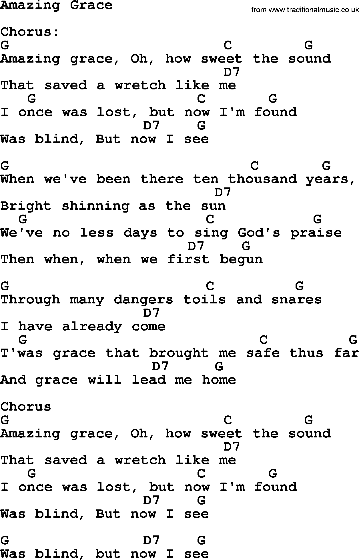 Amazing Grace Chords Amazing Grace Elvis Presley Lyrics And Chords