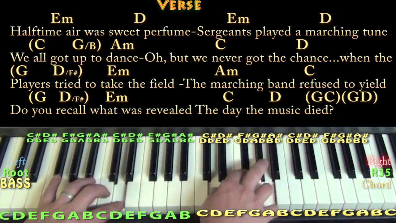 American Pie Chords American Pie Don Mclean Piano Cover Lesson With Chordslyrics