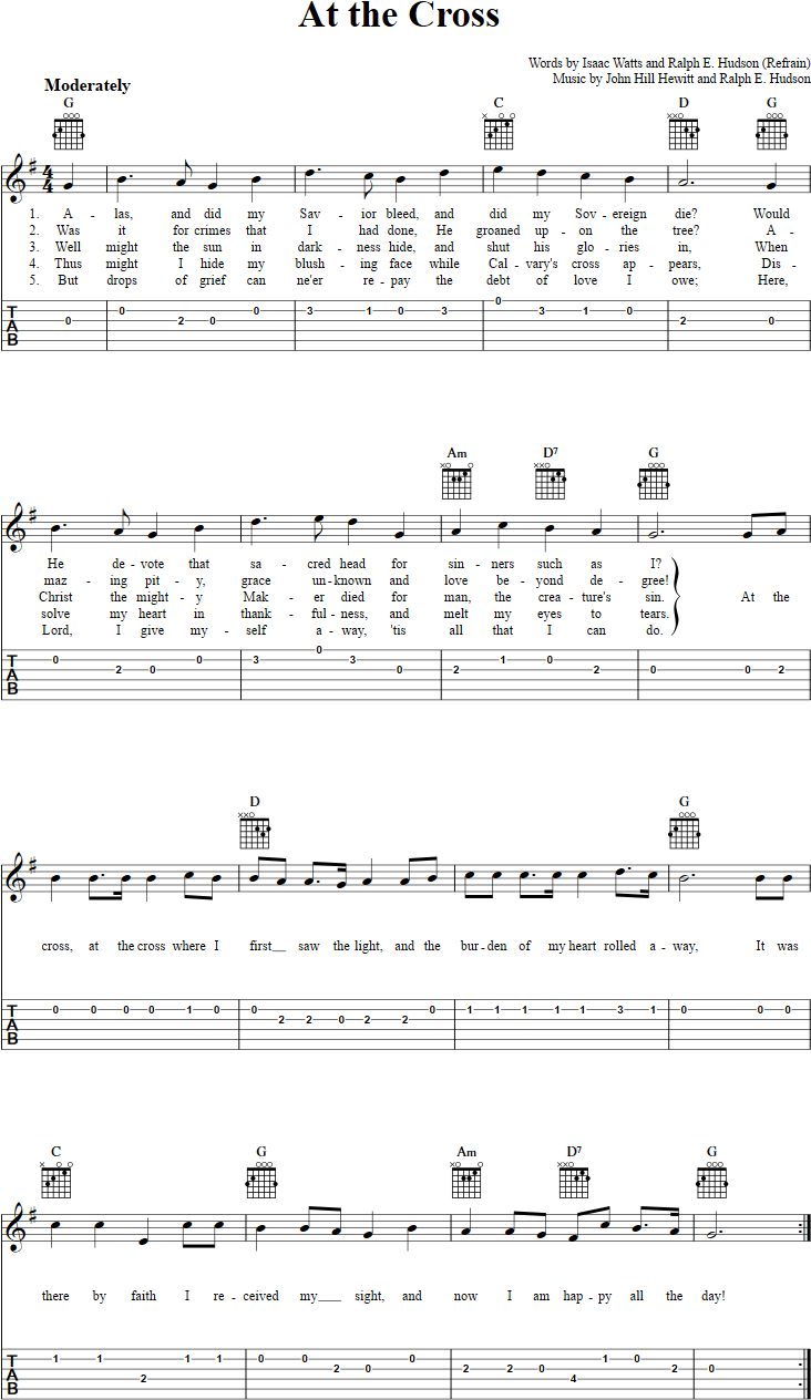 At The Cross Chords At The Cross Chords Sheet Music And Tab For Guitar With Lyrics