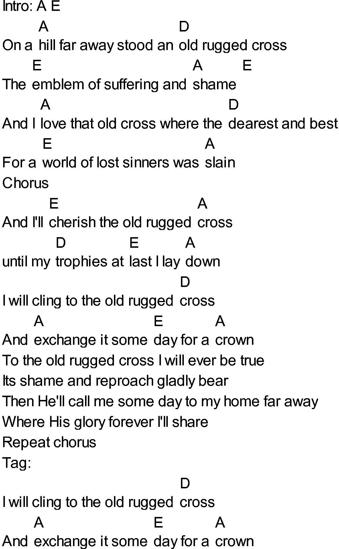 At The Cross Chords Bluegrass Songs With Chords The Old Rugged Cross