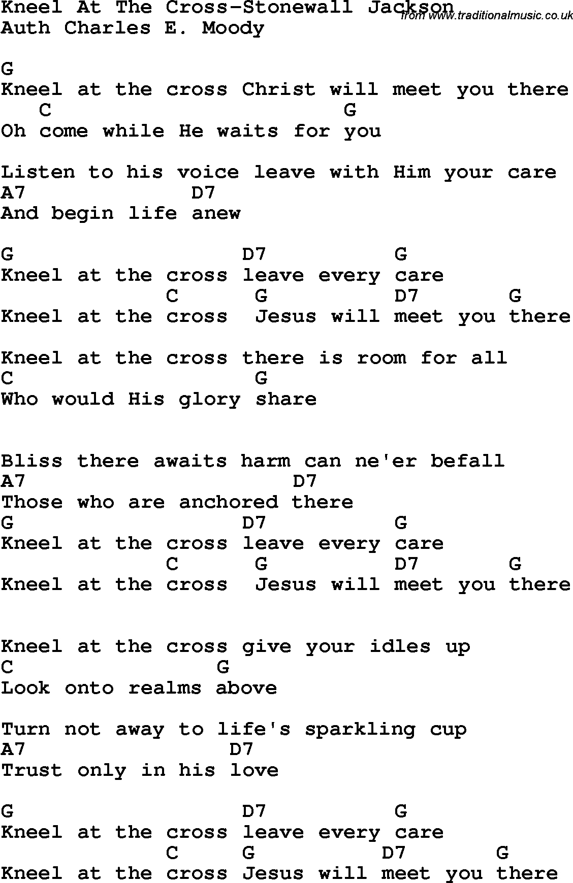 At The Cross Chords Country Southern And Bluegrass Gospel Song Kneel At The Cross