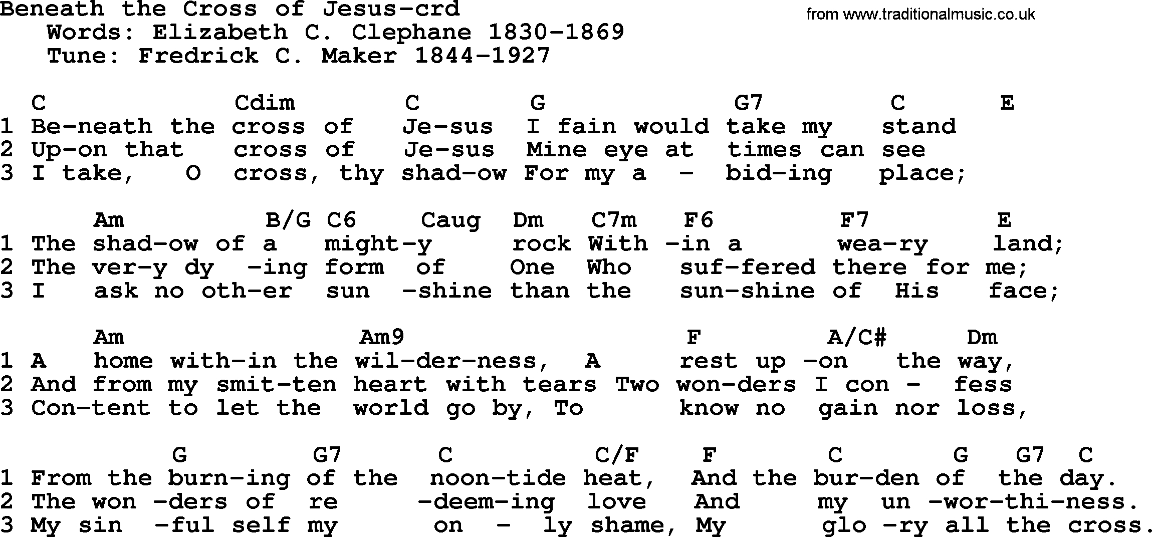 At The Cross Chords Top 500 Hymn Beneath The Cross Of Jesus Lyrics Chords And Pdf