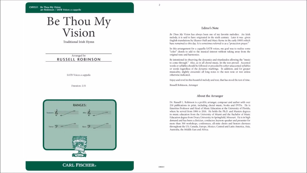 Be Thou My Vision Chords Be Thou My Vision Cm9551 Arr Russell Robinson