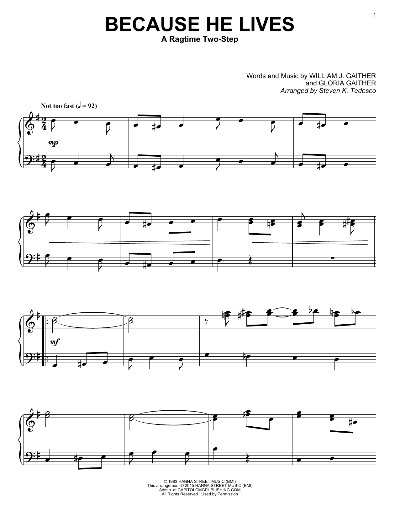 Because He Lives Chords Gaither Vocal Band Because He Lives Sheet Music Notes Chords Download Printable Piano Solo Sku 162421