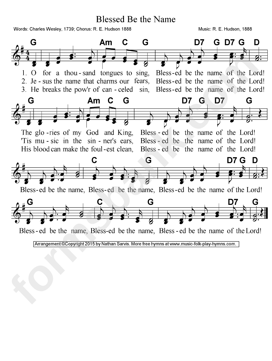 Blessed Be Your Name Chords Blessed Be The Name Sheet Music Printable Pdf Download