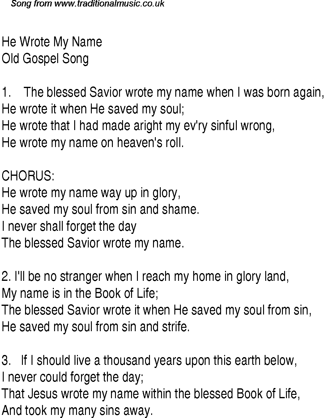Blessed Be Your Name Chords He Wrote My Name Christian Gospel Song Lyrics And Chords