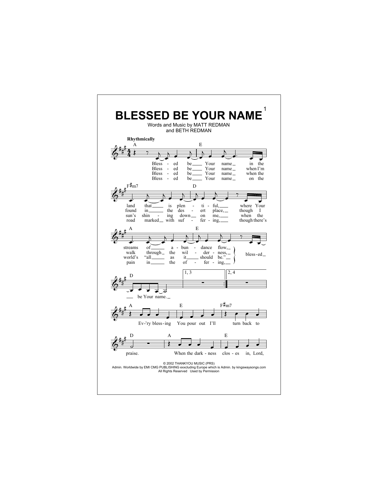 Blessed Be Your Name Chords Tree63 Blessed Be Your Name Sheet Music Notes Chords Download Printable Melody Line Lyrics Chords Sku 194481