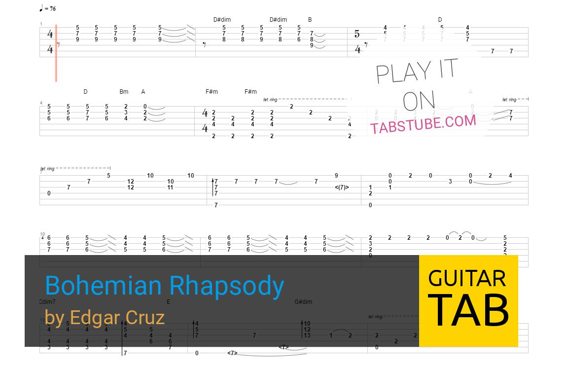 Bohemian Rhapsody Chords Edgar Cruz Bohemian Rhapsody Guitar Tab And Chords Online View