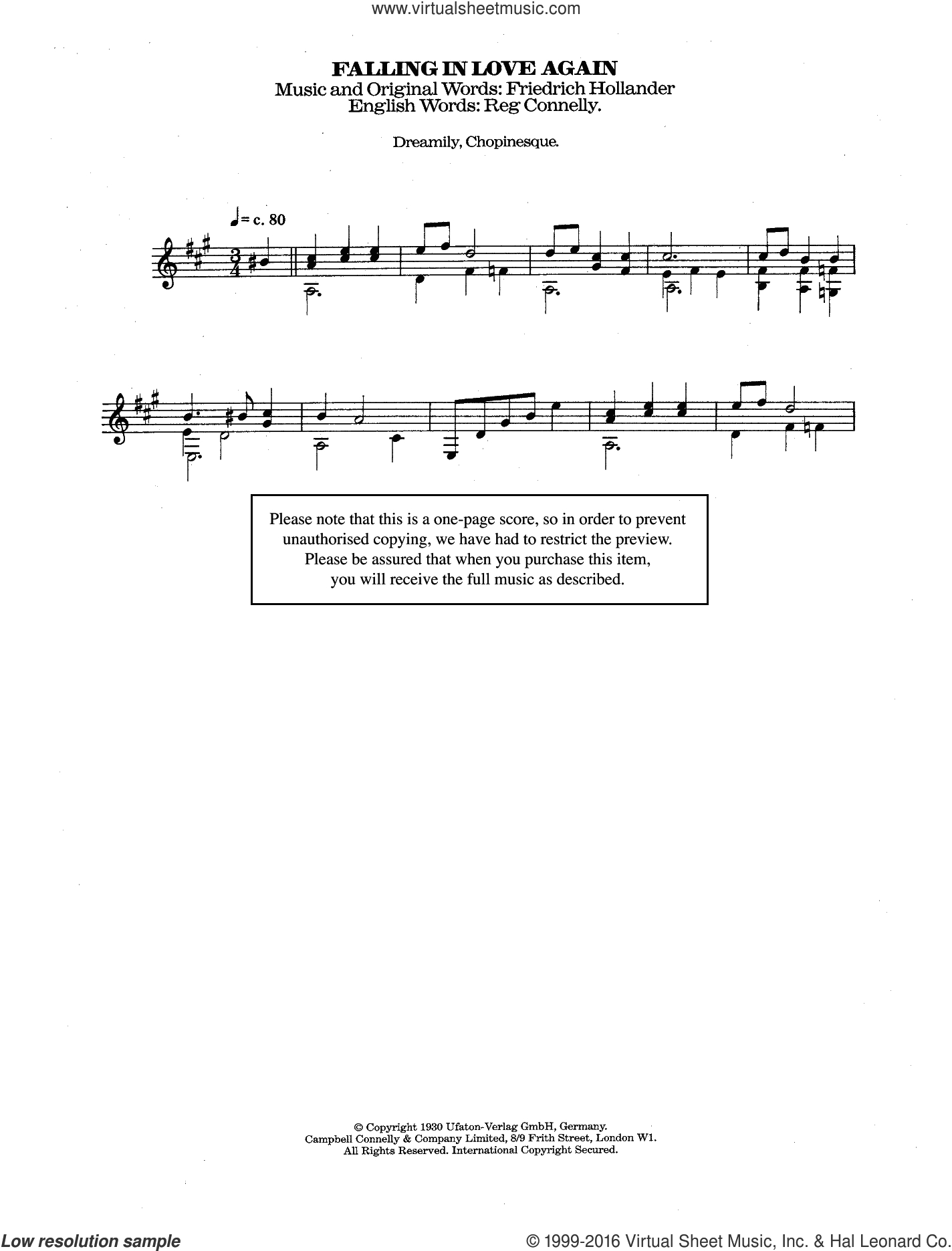 Can T Help Falling In Love Chords Dietrich Falling In Love Again Cant Help It Sheet Music For Guitar Solo Chords