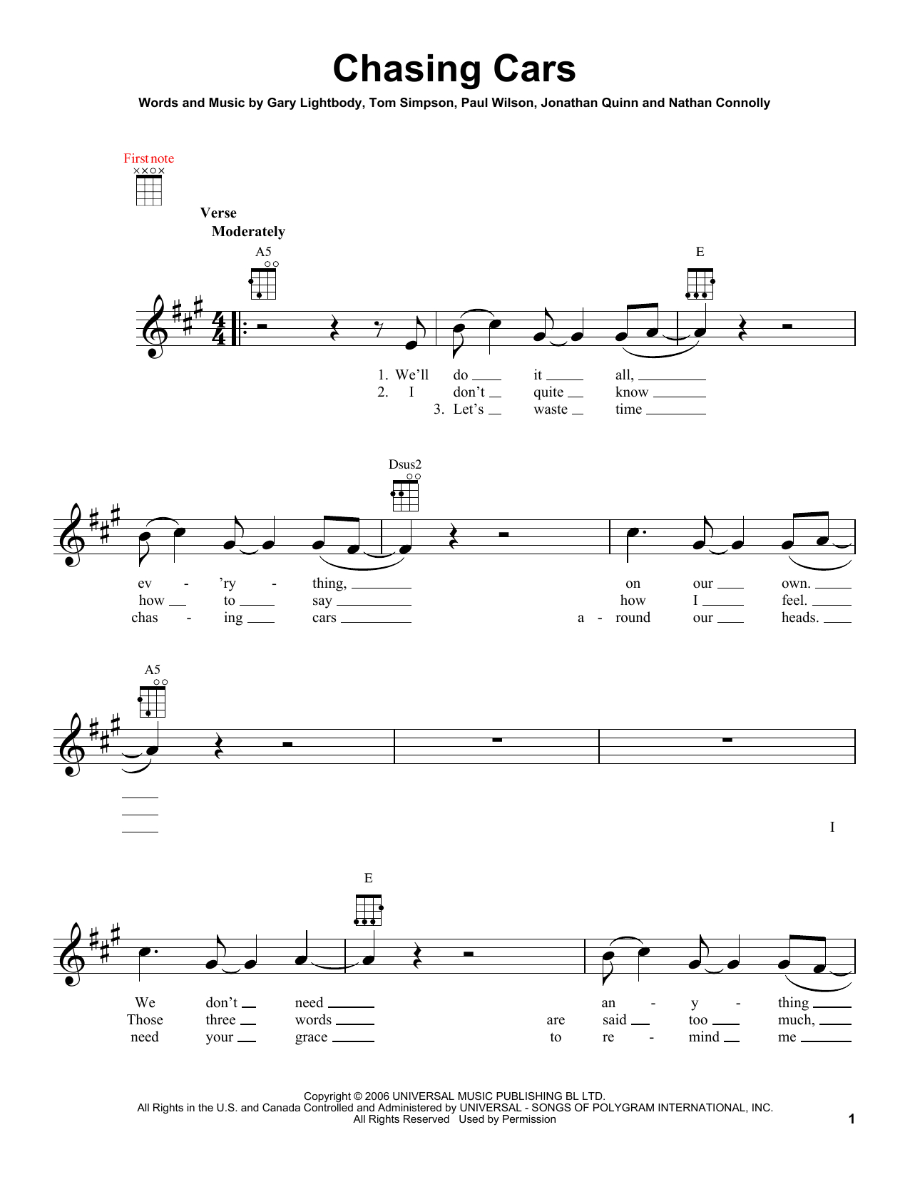 Chasing Cars Chords Chasing Cars Snow Patrol Piano Vocal Guitar Right Hand Melody Digital Sheet Music