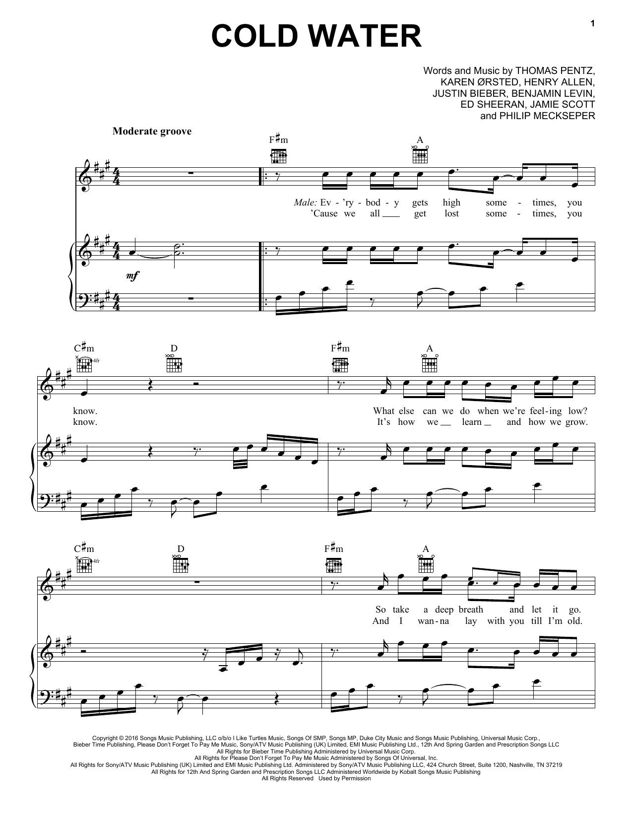 Cold Water Chords Sheet Music Digital Files To Print Licensed Henry Allen Digital