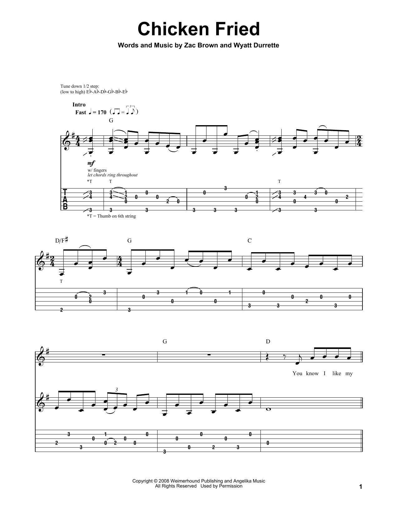 Colder Weather Chords Sheet Music Digital Files To Print Licensed Zac Brown Band Digital