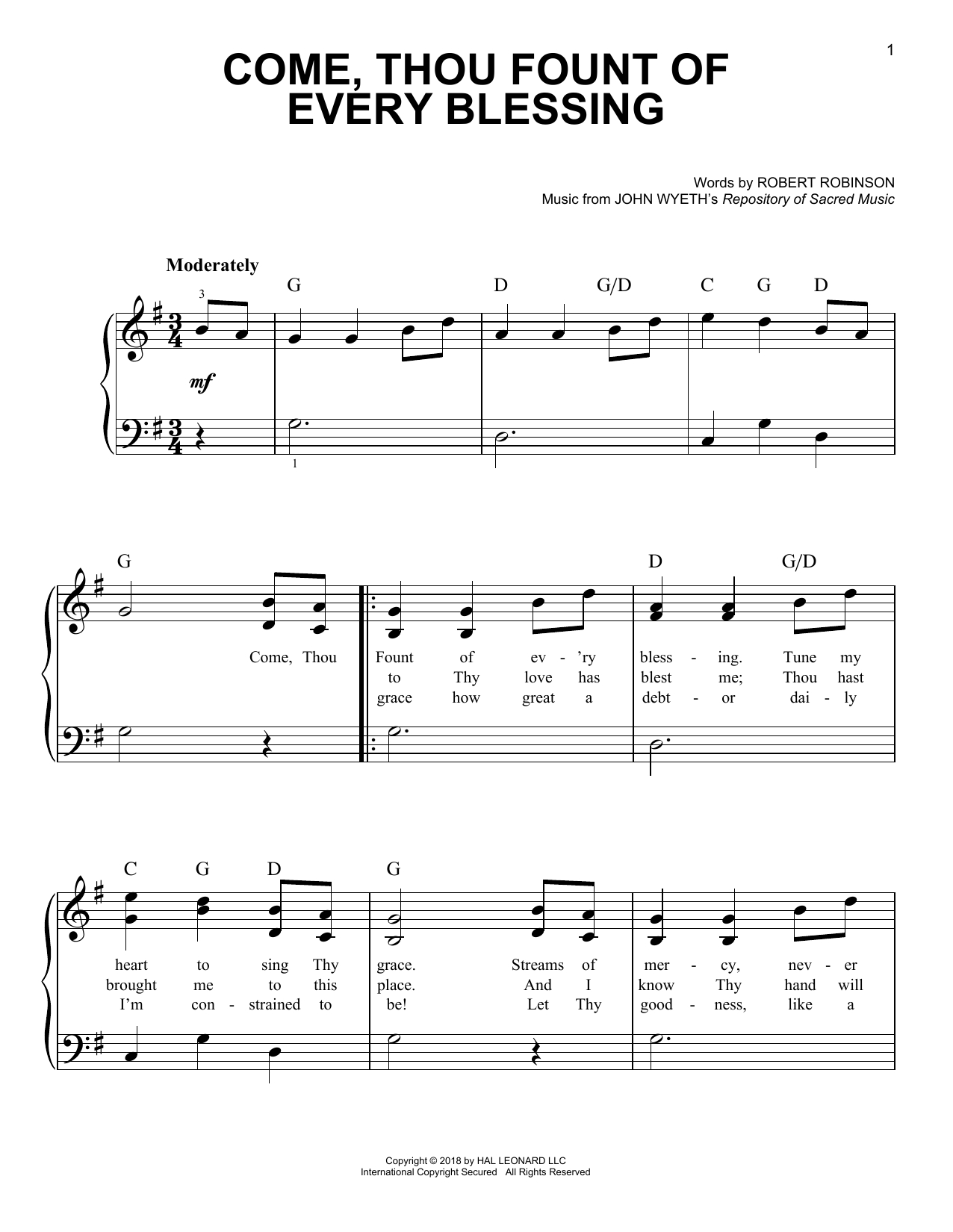 Come Thou Fount Chords Come Thou Fount Of Every Blessing Chords Key Of A Come Thou Fount
