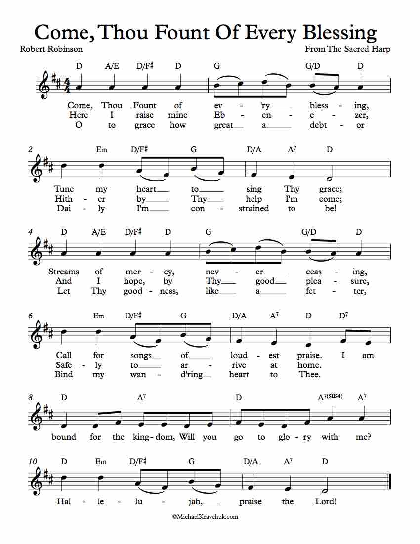 Come Thou Fount Chords Free Lead Sheet Come Thou Fount Of Every Blessing Warrenton