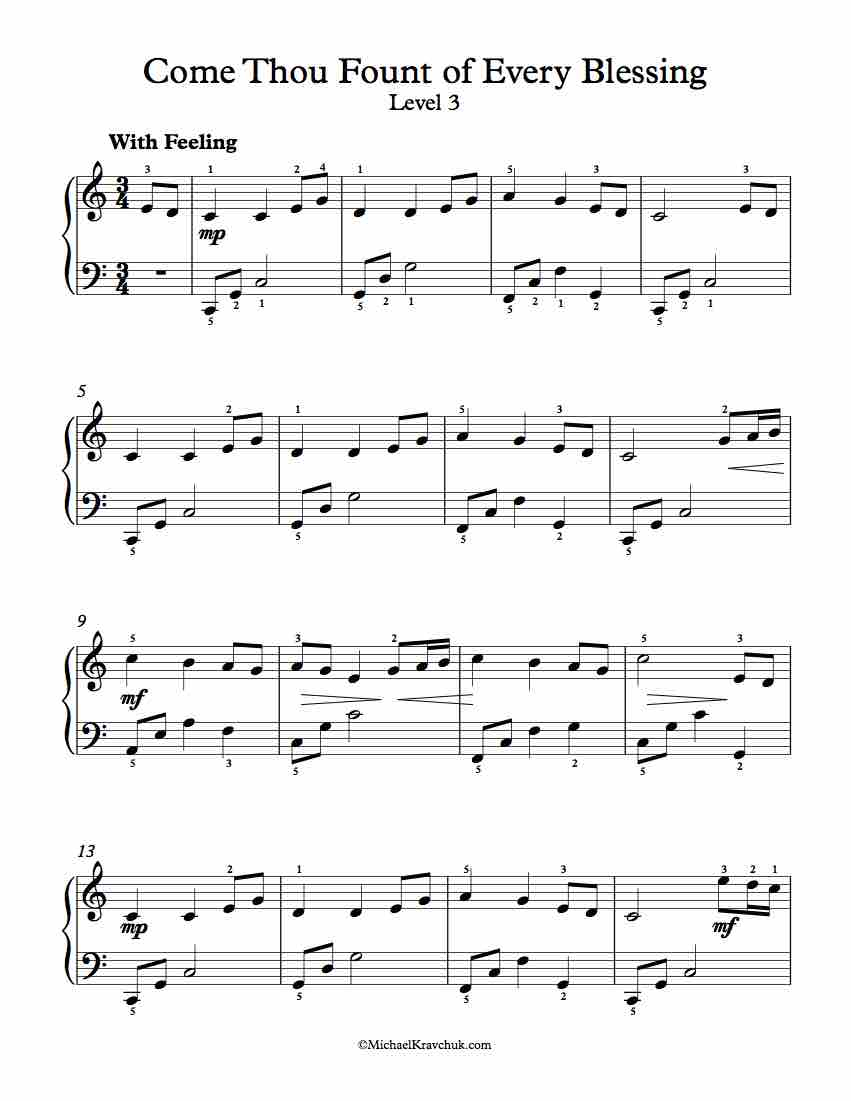 Come Thou Fount Chords Free Piano Arrangement Sheet Music Come Thou Fount Of Every