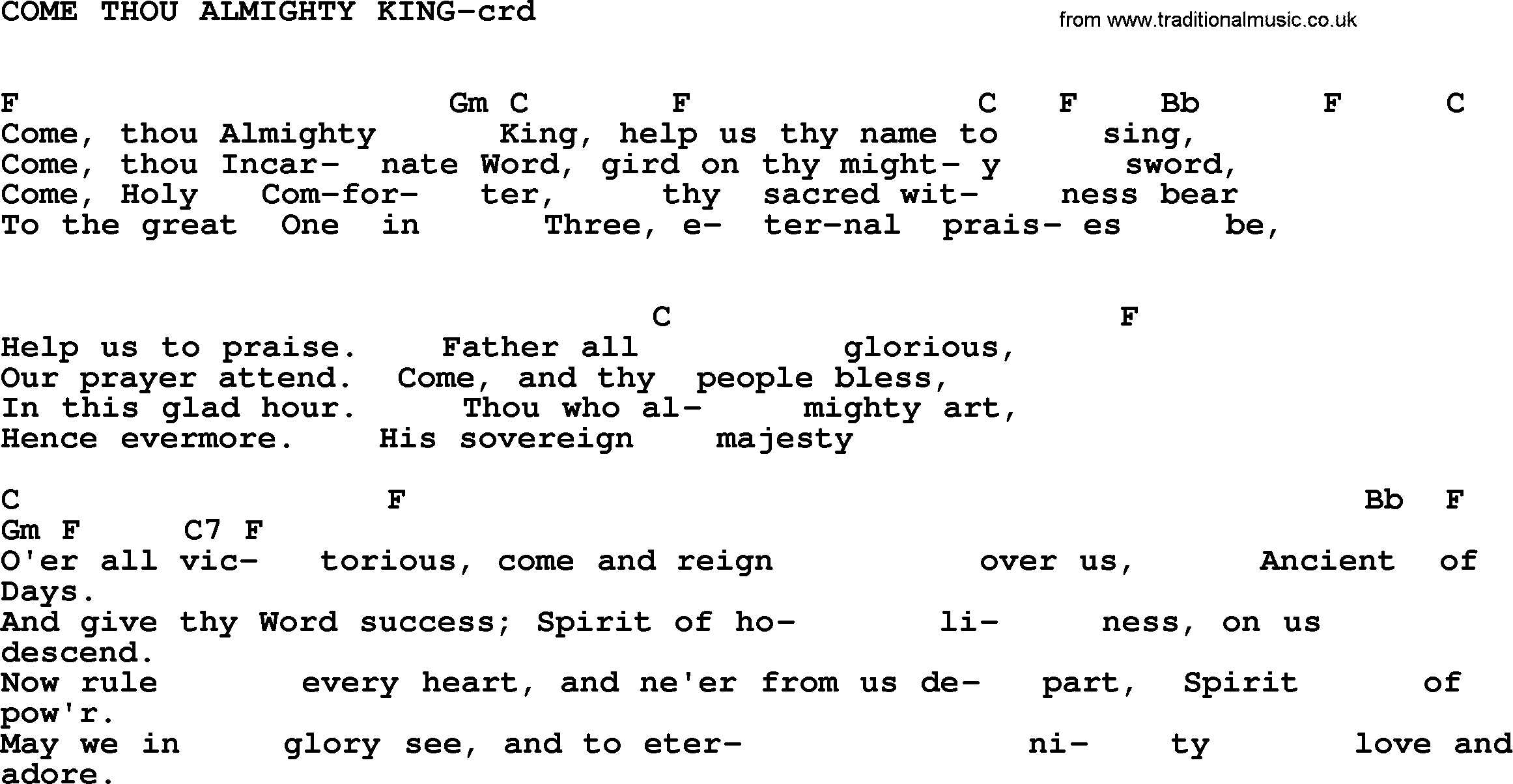 Come Thou Fount Chords Top 500 Hymn Come Thou Almighty King Lyrics Chords And Pdf