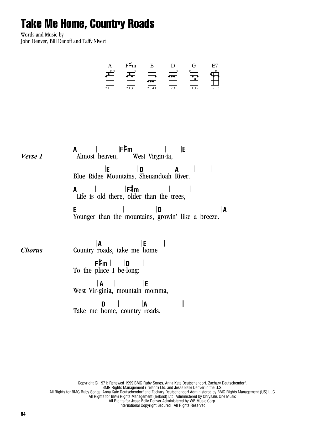 Country Roads Chords Take Me Home Country Roads John Denver Piano Vocal Guitar Right Hand Melody Digital Sheet Music