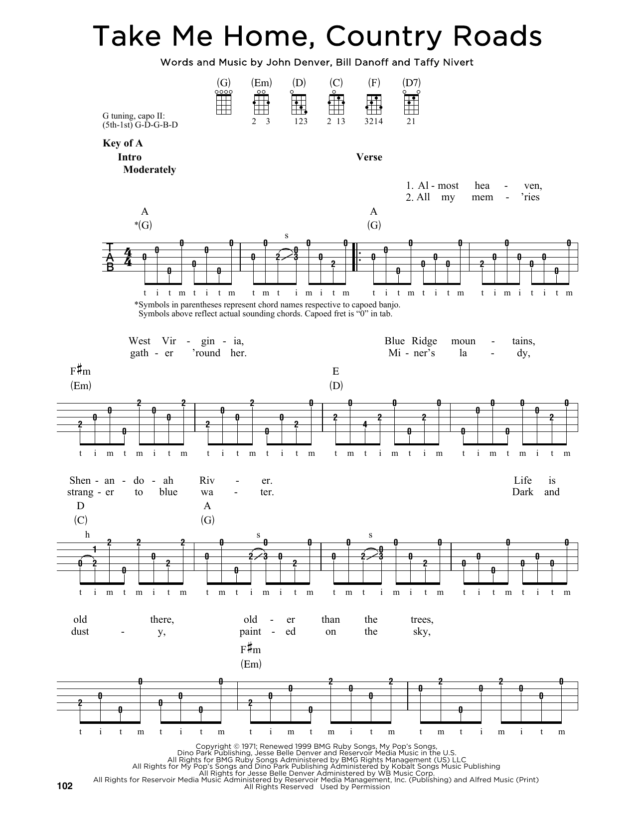 Country Roads Chords Take Me Home Country Roads John Denver Piano Vocal Guitar Right Hand Melody Digital Sheet Music