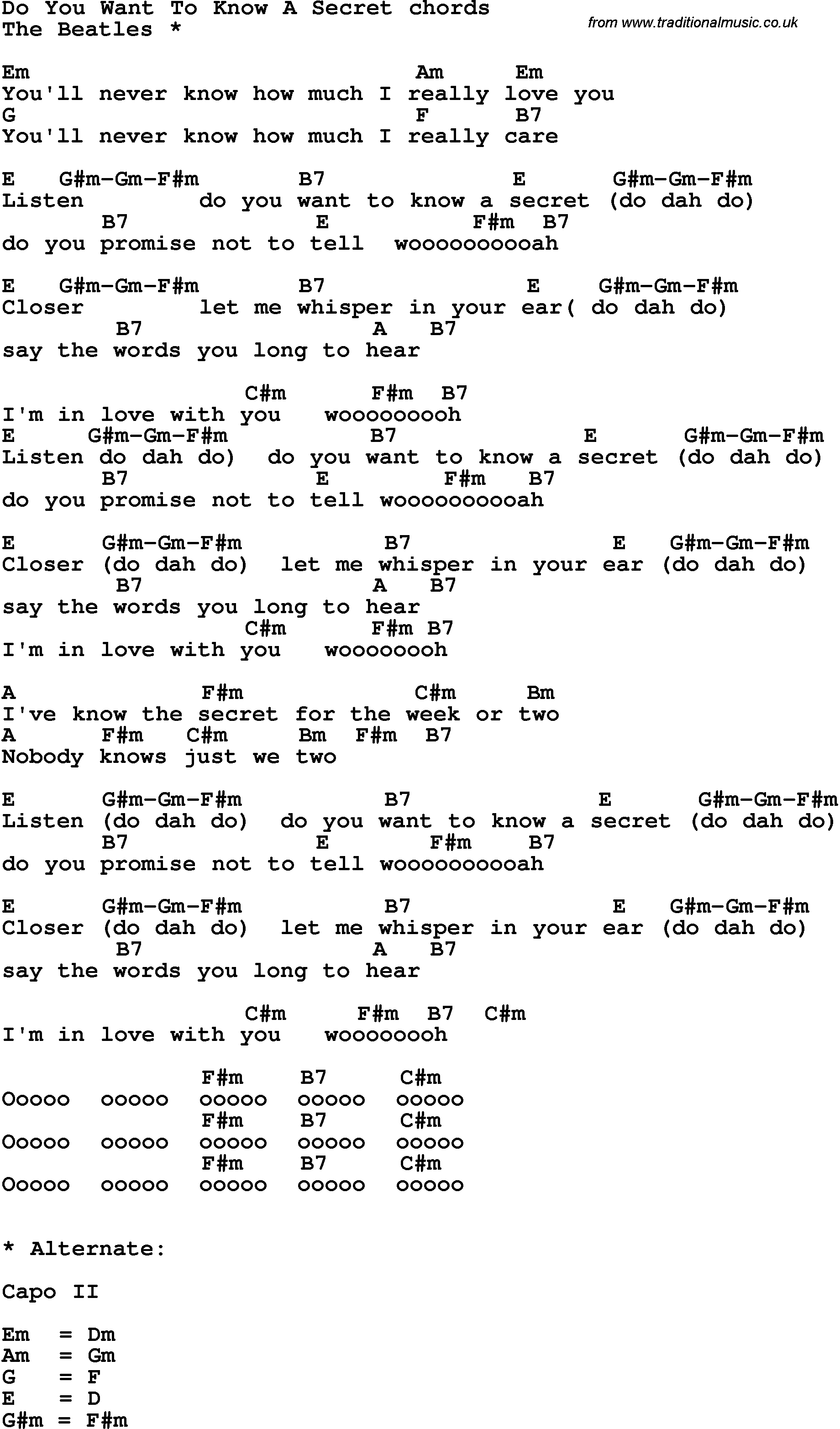 Do I Wanna Know Chords Song Lyrics With Guitar Chords For Do You Want To Know A Secret