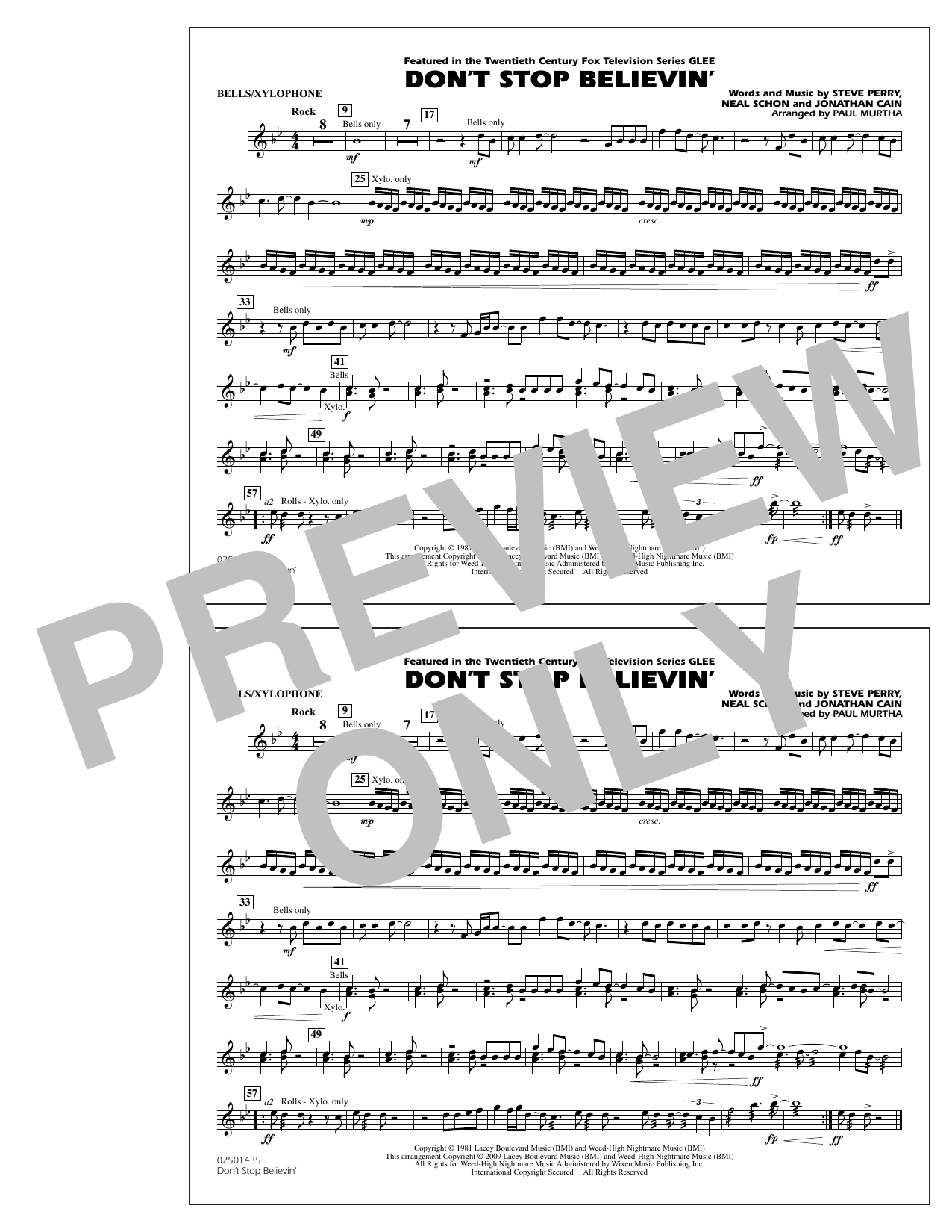 Don T Stop Believing Chords Dont Stop Believin Bellsxylophone Sheet Music To Download