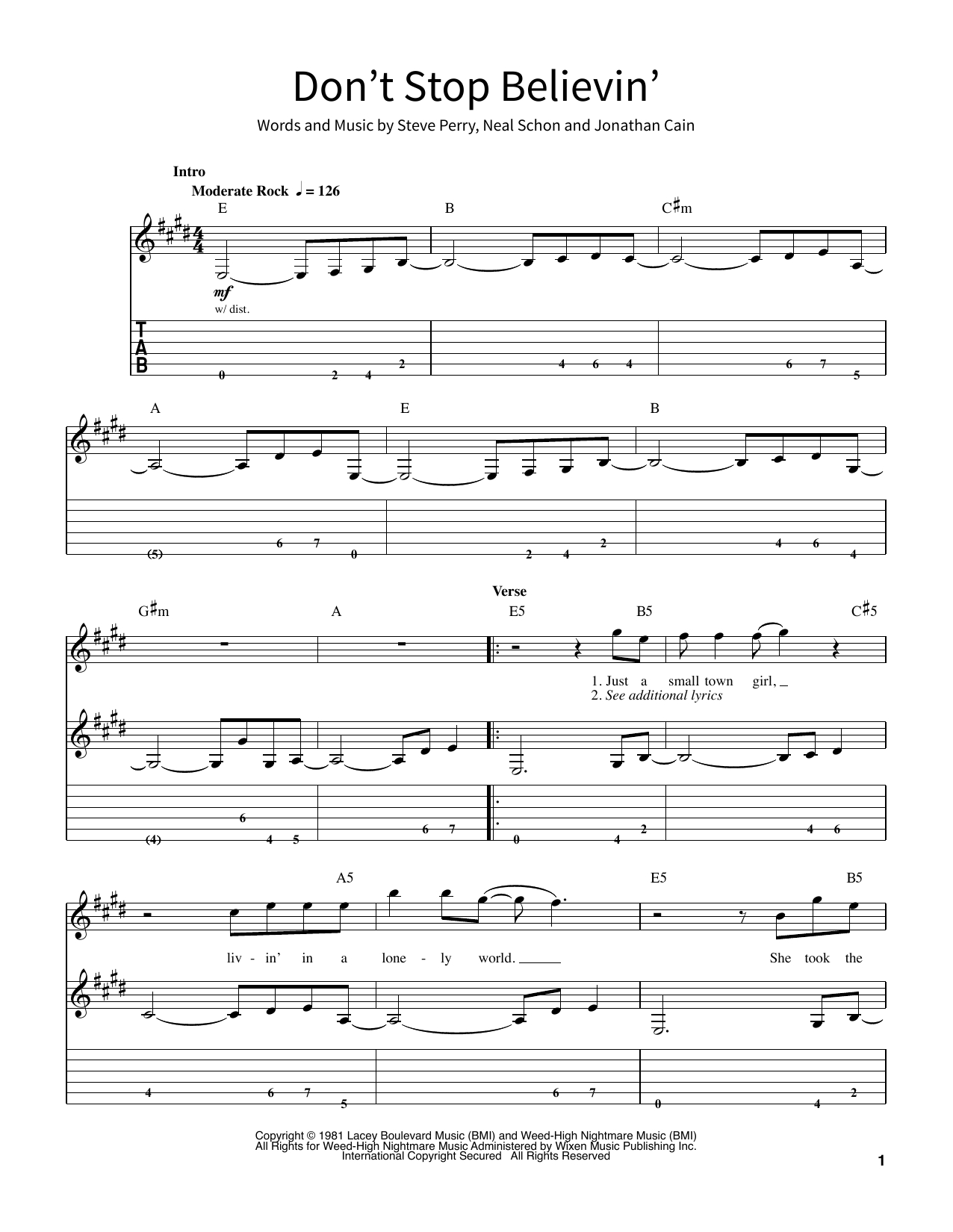 Don T Stop Believing Chords Dont Stop Believin Journey Piano Vocal Guitar Right Hand Melody Digital Sheet Music