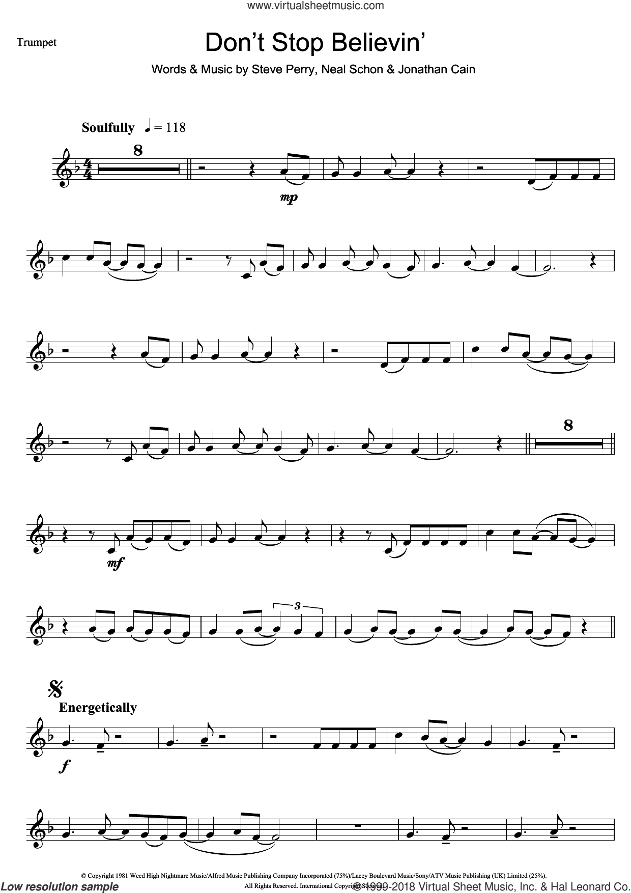 Don T Stop Believing Chords Journey Dont Stop Believin Sheet Music For Trumpet Solo Pdf