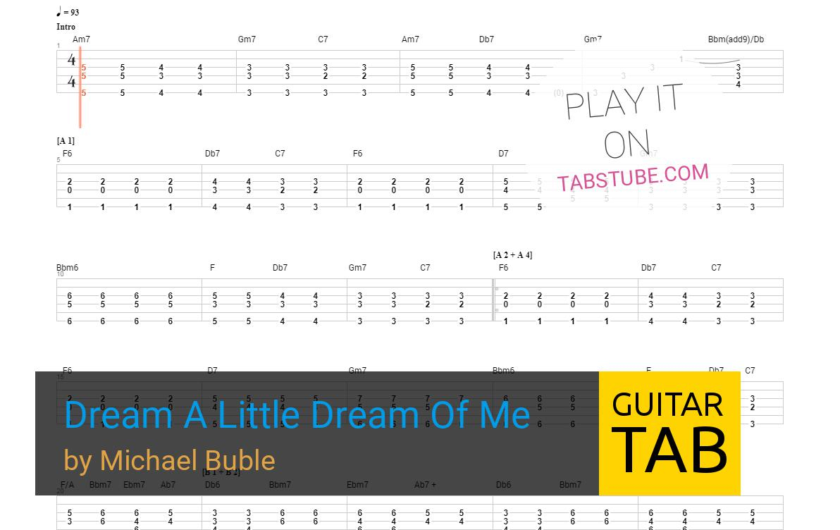 Dream A Little Dream Of Me Chords Michael Buble Dream A Little Dream Of Me Guitar Tab And Chords