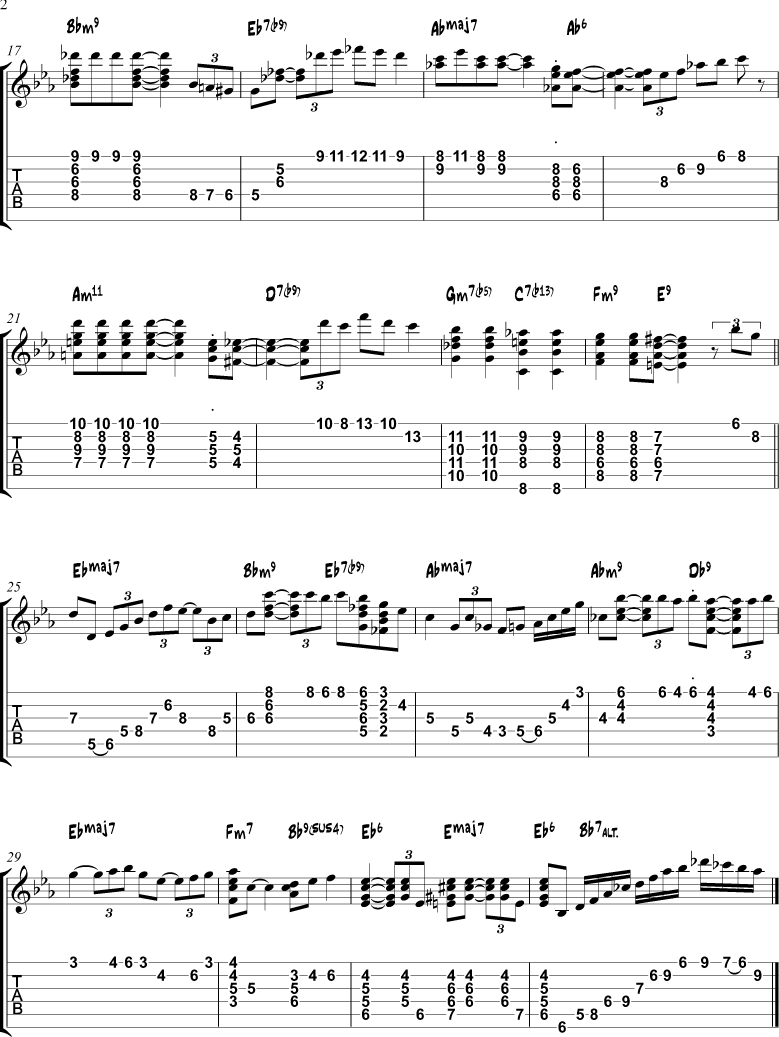 Dream A Little Dream Of Me Chords Misty Chord Melody Solo Studies Jazz Guitar Online
