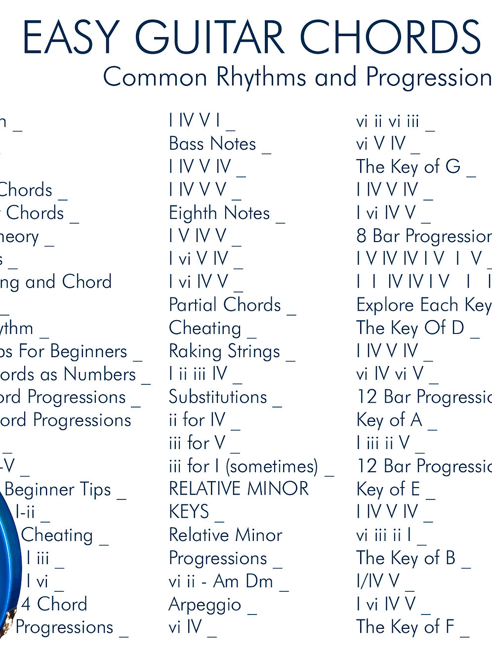 Easy Guitar Chords Easy Guitar Chords Common Rhythms And Progressions