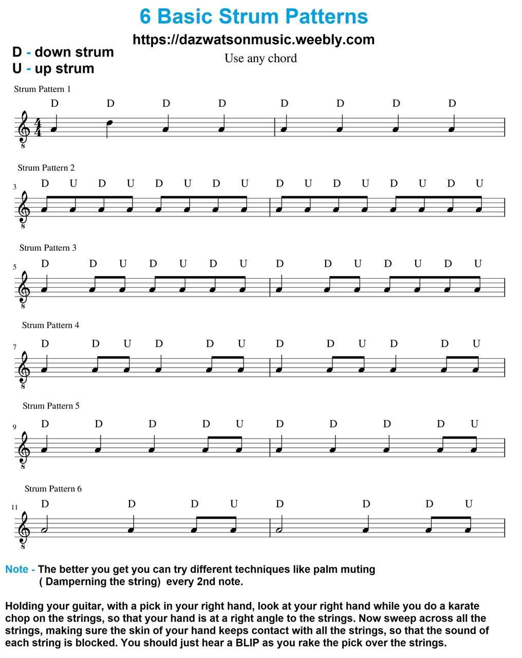 Easy Guitar Chords Songs With Chords Strum Patterns