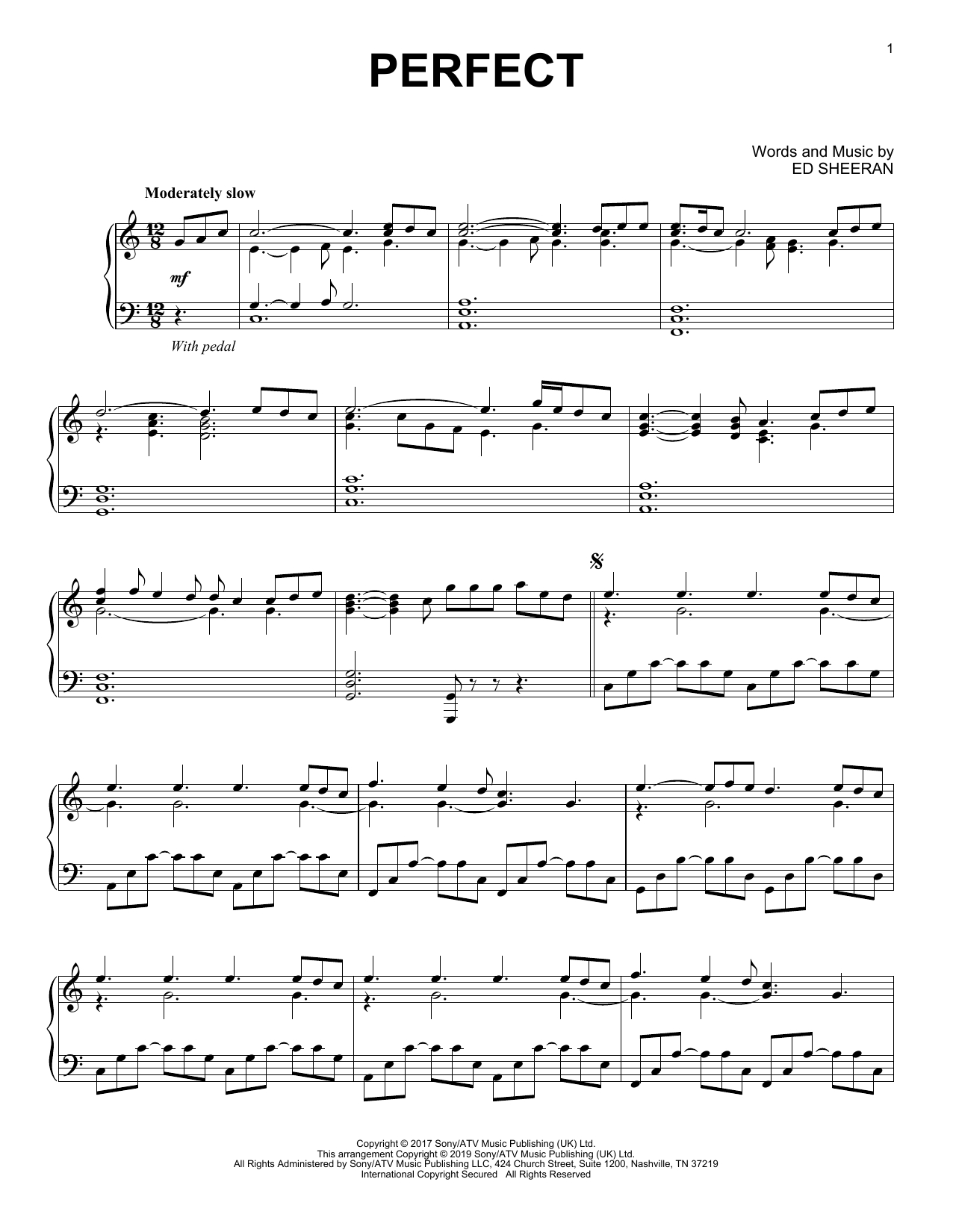 Ed Sheeran Chords Ed Sheeran Perfect Sheet Music Notes Chords Download Printable Piano Solo Sku 415650